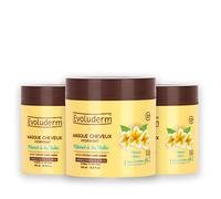 EVOLUDERM - Masque Cheveux Hydratant Monoï à la Folie - 500 ml - 99% d'Origine Naturelle - Végan - Fabrication Française - Lot de 3 x 500 ml
