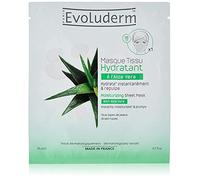 EVOLUDERM - Masque Tissu Hydratant à l'Aloe Vera - 19 ml - 94% d'Origine Naturelle - Végan - Fabrication Française