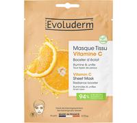 EVOLUDERM - Masque Tissu Vitamine C Booster d’éclat - 19 ml - 94% d’Origine Naturelle - Végan - Fabrication Française
