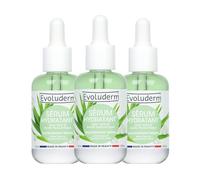 EVOLUDERM - Sérum Hydratant à l’Aloe Vera - 30 ml - 98% d’Origine Naturelle - Végan - Fabrication Française - Lot de 3 x 30 ml