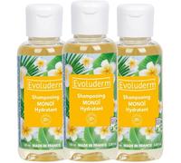 EVOLUDERM - Shampooing Hydratant - Monoï à la Folie - 100ml - 95% d'Ingrédients d'Origine Naturelle - Lot de 3 x 100 ml