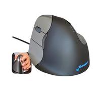 Evoluent VerticalMouse 4 Left - Souris verticale - ergonomique - pour gauchers - laser - 6 boutons - filaire - USB - gris, argent