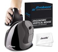Evoluent VMDM VerticalMouse D Souris ergonomique pour droitier avec connexion USB filaire et chiffon en microfibre Jestik Taille M