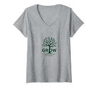 Évoluez grâce à ce Que Vous passez grâce à Un Arbre inspirant T-Shirt avec Col en V, Femme, Gris Chiné, S
