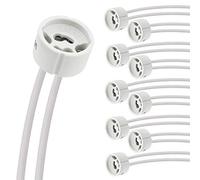 Evolution Douille GU10 avec Câble pour Lampes LED et Halogène | Cadre Encastré GU10, Support de Lampe LED 230V | Douille en Céramique Solide avec Câble CSA Protégé par Silicone | Lot de 50
