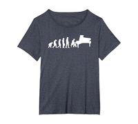 Évolution Piano Pianiste T-Shirt, Femme Grandes Tailles, Bleu Chiné, 3X