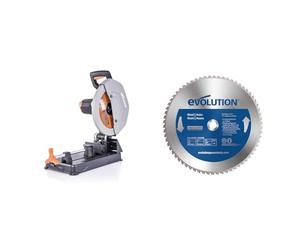 Evolution Scie à tronçonner multi-matériaux R355CPS Evolution Power Tools, 355 mm & M355TCT-66CS lame à acier Doux TCT 355mm 66 dents alésage 25,4mm pour Scie à Tronçonner