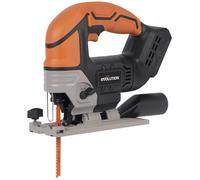 Evolution Scie sauteuse sans fil R90JGS-Li Evolution Power Tools. Comprend une batterie 2 Ah, un chargeur et 5 lames polyvalentes