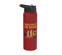 Evolution Six Seven 67 Meme Humour Youth Number Trend 6 7 Stainless Steel Insulated Water Bottle