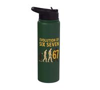 Evolution Six Seven 67 Meme Humour Youth Number Trend 6 7 Stainless Steel Insulated Water Bottle