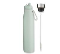 Evolution V2a Bouteille d'eau en acier inoxydable isotherme avec 2 bouchons et brosse - 800 ml - Anti-fuite - Pour boissons chaudes et froides - Vert sauge
