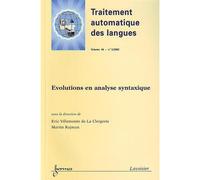 Evolutions en analyse syntaxique traitement automatique des - Villemonte De La Cle - Hermes Science Publications - broché - Livre