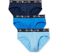 Evolve Lot de 3 Slips de Sport en Maille, Bleu Marine/Bleu Fluo/Bleu Alaskan, M Homme