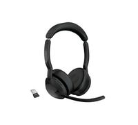 Evolve2 55 MS Stereo - Micro-casque - sur-oreille - Bluetooth - sans fil - Suppresseur de bruit actif - USB-A - noir - certifié Zoom, Certifié pour