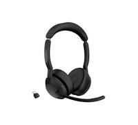 Evolve2 55 UC Stereo - Micro-casque - sur-oreille - Bluetooth - sans fil - Suppresseur de bruit actif - USB-C - noir - certifié Zoom, Cisco Webex