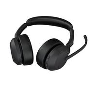 Evolve2 55 UC Stereo - Micro-casque - sur-oreille - Bluetooth - sans fil - Suppresseur de bruit actif - USB-C, USB-A - noir - avec support de