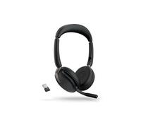 Evolve2 65 Flex UC Stereo - Micro-casque - sur-oreille - Bluetooth - sans fil - Suppresseur de bruit actif - USB-A - noir - avec socle de recharge