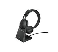 Evolve2 65 MS Stereo - Micro-casque - sur-oreille - Bluetooth - sans fil - USB-C - isolation acoustique - noir - avec support de chargement -