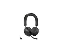 Evolve2 75 - Micro-casque - sur-oreille - Bluetooth - sans fil - Suppresseur de bruit actif - USB-A - isolation acoustique - noir - avec support de