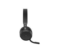 Evolve2 75 - Micro-casque - sur-oreille - Bluetooth - sans fil - Suppresseur de bruit actif - USB-C - isolation acoustique - noir - avec support de
