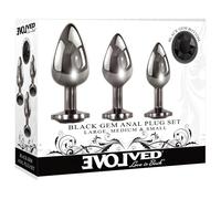 Evolved Black Gem - set plug anal métal - pierre noire - argent