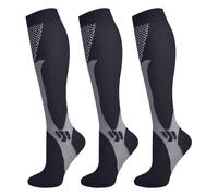 Evolyline Lot de 3 paires de bas de compression pour homme et femme - 15-25 mmHg - Chaussettes de contention - Chaussettes de compression très confortables - Chaussettes de thrombose pour le sport, la