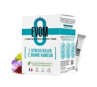 EVOM Stress Killer Bonne Humeur - Complément Alimentaire Anti-Stress Hommes, Soutien émotionnel & Clarté mentale, Rhodiola, Safran, Schisandra, Magnésium, Zinc - Cure 20 jours