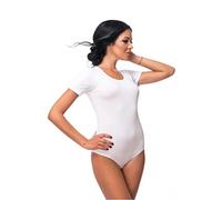 Evoni - Body à manches courtes - Avec col rond - Idéal comme vêtement de nuit et pour le sport - De qualité supérieure - Coupe optimale - Pour femme - Blanc - X-Large