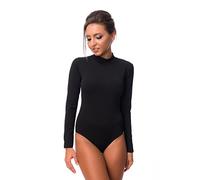 Evoni Body à manches longues pour femme I Body opaque avec demi-col pour femme I Body à manches longues en coton I Body Shaper I Jumpsuit, Noir , XS