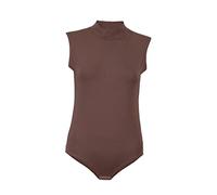Evoni Body sans manches pour femme en coton opaque avec col demi-col, marron, S