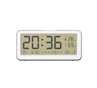 Evoom - EV313900 - ORAS - Réveil numérique - Grand Affichage, Fonction Snooze, Double Alarme, Thermomètre, Date, Humidité - Couleur Blanc