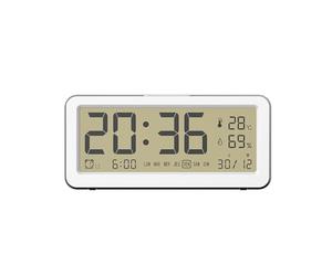 Evoom - EV313900 - ORAS - Réveil numérique - Grand Affichage, Fonction Snooze, Double Alarme, Thermomètre, Date, Humidité - Couleur Blanc