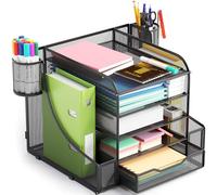EVOOMI SpecialOps Organiseur de bureau en maille à 3 niveaux Plus - Système de rangement de bureau amélioré pour économiser du temps, de l'espace et de la santé pour réussir votre productivité - Idéal