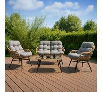 Concept Usine – Salon de jardin Evora – 4 places (canapé + 2 fauteuils) – Gris foncé