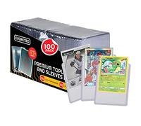 EVORETRO Lot de 100 porte-cartes TopLoader 35PT et lot de 100 pochettes souples pour cartes à collectionner, cartes Pokémon, cartes YugiOh, cartes de sport, MTG