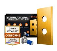 EvoSign® 45x Lames de Rechange en Carbure de Titane compatible avec Mammotion LUBA 1/2/3 & YUKA - Lames LongLife (1,0 mm) avec Cœur en Acier Inoxydable et Vis de Sécurité pour Tondeuses Robots