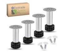 Evotrade 4 pieds diamètre 28 mm H 10 cm universels réglables en fer galvanisé pour socle de cuisine - vis et couvercles de vis blancs inclus - Hauteurs réglables +2 cm
