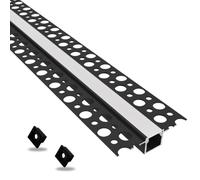 Evotrade Barre profilée Union panneaux de plâtre avec conduit d'éclairage LED barres 2 m encastré rétractable + coque lumière continue (plate - noire)