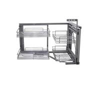Evotrade Mécanisme à 4 paniers d'angle coulissants, extraction totale et fermeture amortie - Panier de cuisine amovible avec 4 plateaux, base d'angle