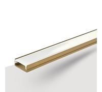 Evotrade Mini canal avec couvercle profilé pour bandes LED - Profil en aluminium - 2 mètres - Finition au choix + bouchons (or brossé)