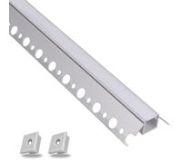 Evotrade Profil LED d'angle extérieur en aluminium pour plaque de plâtre rétractable 2 mètres + coque lumière continue et bouchons - pour bandes LED Max 12 mm - pour intérieur (profil angle extérieur