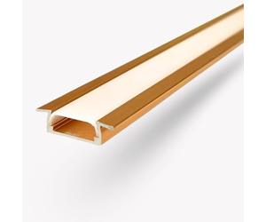 Evotrade Profil LED encastré en aluminium avec coque pour bandes LED, conduit d'éclairage intérieur et meuble, installation facile, design moderne et durable (couleur Golden Bronze)