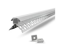 Evotrade Profil pour carrelage en céramique avec canal d'éclairage LED barres 2 m encastré rétractable + coque lumière continue (angle extérieur)