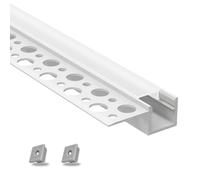 Evotrade Profilé LED en aluminium pour placoplâtre encastrable et à scomparsa, barre pour éclairage LED avec couverture de lumière continue, longueur 2 mètres (profilé sous-étagère)