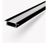 Evotrade Profilé LED encastrable en aluminium avec couvercle pour bandes LED, canal pour éclairage intérieur et meubles, installation facile, design moderne et résistant (noir)