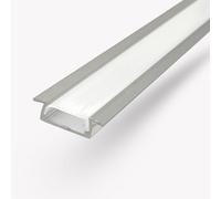 Evotrade Profilé LED encastrable pour bandes LED jusqu'à 12 mm en aluminium avec coque opale, canal d'éclairage intérieur, longueur 2 m, couleur aluminium