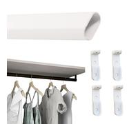 EVOTRADE Tringle à vêtements ovale 15 x 30 cm en métal pour penderie, fabriquée en Italie, thermolaquée, barre de 2 m, avec 4 supports latéraux de couleur - Blanc