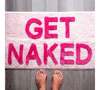 Evovee Get Naked Tapis de bain 50,8 x 80 cm Tapis de bain amusant et mignon Get Naked Tapis de douche amusant Décoration de salle de bain Tapis de bain mignon antidérapant lavable Collège Rose clair