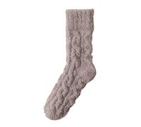 EVPCPWTYZY Chaussettes de couchage mi-tubes en molleton corail, anti-perte de poils, automne et hiver, plus velours, épaisses et chaudes, style couple(Coffee)