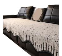 EVPCPWTYZY Coussin de canapé Universel antidérapant en Chenille Quatre Saisons, Housse Verticale Trois Places, Tissu de Forme spéciale(White,110 * 320cm.)